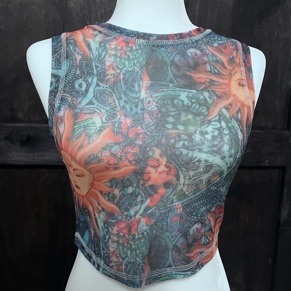 SHEIN Multicolor Sheer Artistic Tank Top